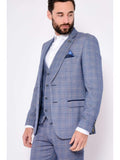 Marc Darcy Harry 3 Piece Light Blue Slim Fit Tweed Check Mix & Match Suit - Suit & Tailoring