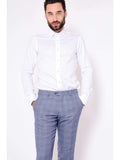 Marc Darcy Hilton Blue Tweed Check Trousers - Suit & Tailoring