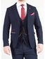 Marc Darcy JD4 Men's 3 Piece Navy Slim Fit Birds Eye Suit