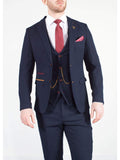 Marc Darcy JD4 Mens 3 Piece Navy Slim Fit Birds Eye Suit - Suit & Tailoring
