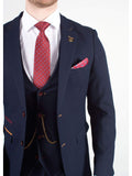 Marc Darcy JD4 Mens 3 Piece Navy Slim Fit Birds Eye Suit - Suit & Tailoring