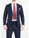 Marc Darcy JD4 Mens 3 Piece Navy Slim Fit Birds Eye Suit - Suit & Tailoring