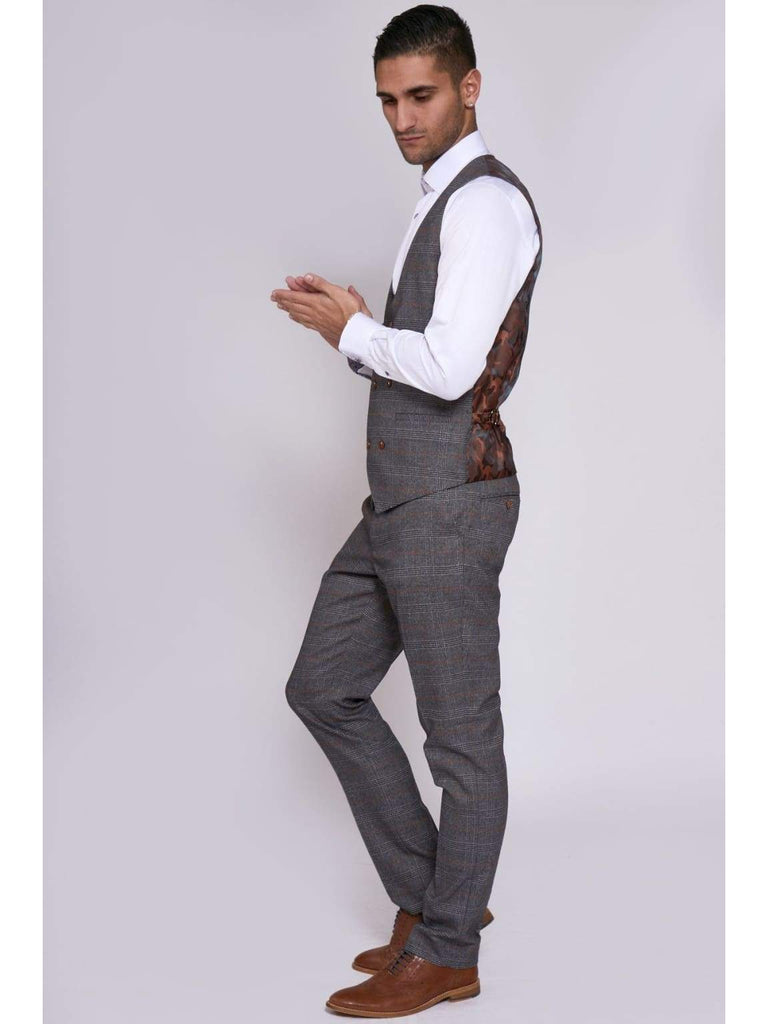 Marc Darcy Jenson Grey Check Suit With Double Breasted Waistcoat - Suit & Tailoring