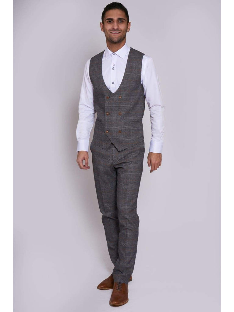 Marc Darcy Jenson Grey Check Trousers - Suit & Tailoring
