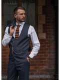 Marc Darcy Jenson Marine Navy Check Suit With Double Breasted Waistcoat - Suit & Tailoring