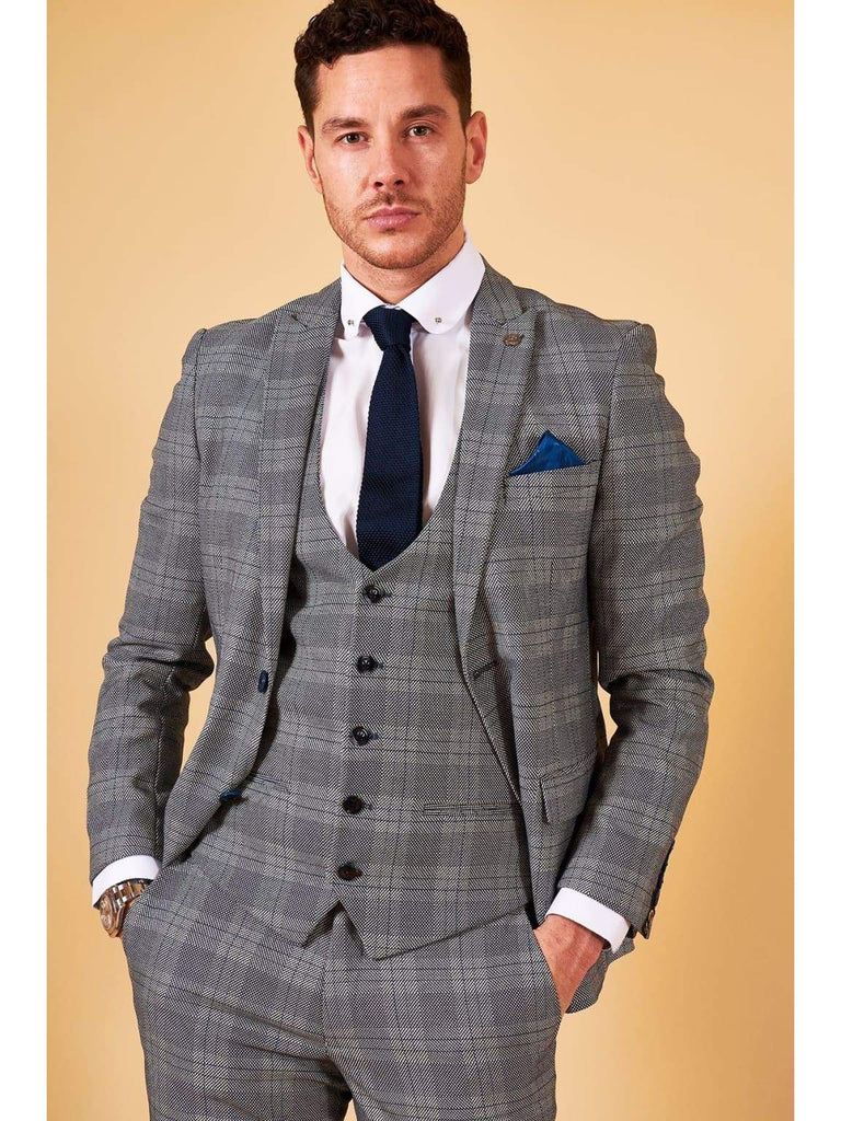 Marc Darcy Jerry Grey Check Blazer - Suit & Tailoring
