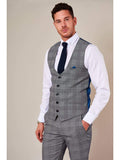 Marc Darcy Jerry Grey Check Suit Single Breasted Waistcoat - Suit & Tailoring