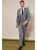 Marc Darcy Jerry Grey Check Suit Single Breasted Waistcoat - Suit & Tailoring