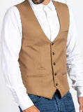Marc Darcy Kelly Mens Tan Single Breasted Waistcoat - Suit & Tailoring