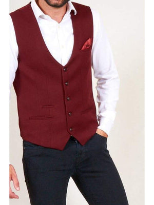 Marc Darcy Kelly Mens Wine Single Breasted Waistcoat - 36 - Suit & Tailoring