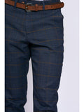 Marc Darcy Marine Navy Check Trousers - Suit & Tailoring