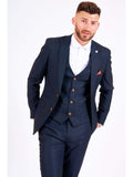 Marc Darcy Max Navy Three Piece Suit with Contrast Buttons - Suit & Tailoring