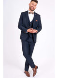 Marc Darcy Max Navy Three Piece Suit with Contrast Buttons - Suit & Tailoring