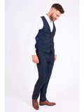 Marc Darcy Max Navy Three Piece Suit with Contrast Buttons - Suit & Tailoring