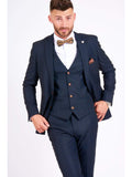 Marc Darcy Max Navy Three Piece Suit with Contrast Buttons - Suit & Tailoring