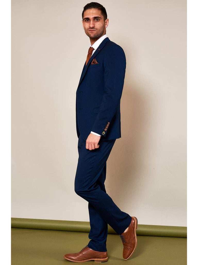 Marc Darcy Max Royal Blue Three Piece Suit with Contrast Buttons - Suit & Tailoring