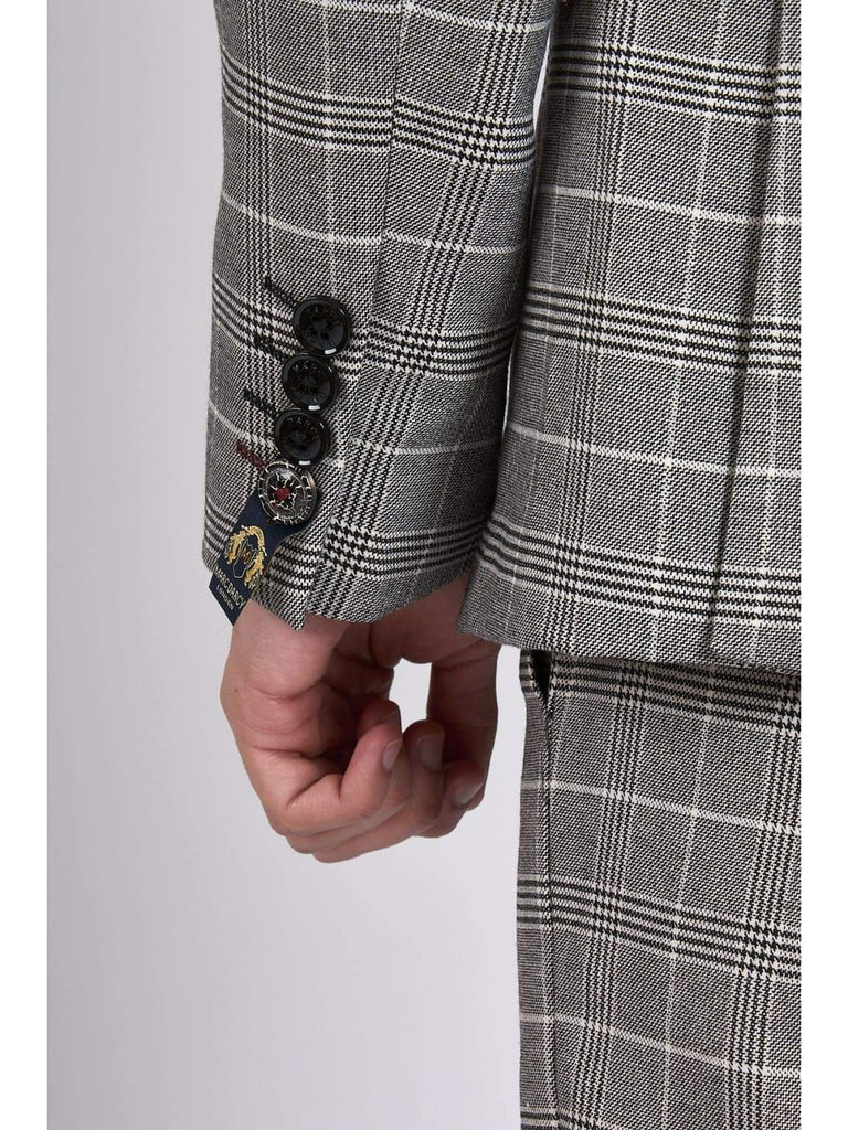 Marc Darcy Ross Grey Check Three Piece Suit - Suit & Tailoring