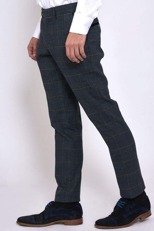 Marc Darcy Scott Blue Check Tweed Trousers