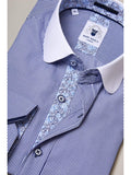 Marc Darcy Shelby Navy Blue Stripe Penny Collar Shirt - Shirts