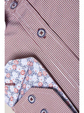 Marc Darcy Shelby Wine Stripe Penny Rounded Collar Shirt - Shirts