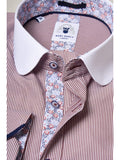 Marc Darcy Shelby Wine Stripe Penny Rounded Collar Shirt - Shirts