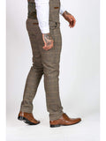 Marc Darcy Ted Tan Heritage Tweed Check Trousers - Suit & Tailoring