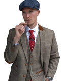 Marc Darcy Ted Tan Tweed Herringbone Check Waistcoat