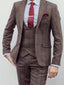 Marco Prince Ronan Men's 3 Piece Brown Slim Fit Check Tweed Suit