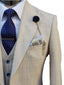 Cavani Caridi Men's Cream 3 Piece Slim Fit Suit for Weddings and Race Days