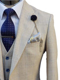 Mens Wedding 3 Piece Slim Fit Suit Cream Cavani Caridi - menswearr.com