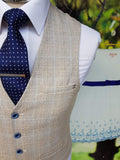 Mens Wedding 3 Piece Slim Fit Suit Cream Cavani Caridi - Suit & Tailoring