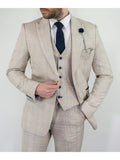 Mens Wedding 3 Piece Slim Fit Suit Cream Cavani Caridi - Suit & Tailoring