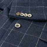 Cavani Angels Navy 3 Piece Check Slim Fit Tweed Suit - Suit & Tailoring