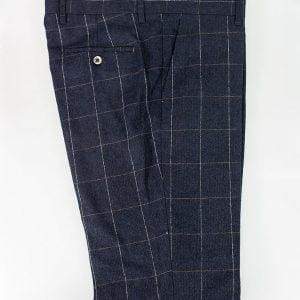 Cavani Angels Navy 3 Piece Check Slim Fit Tweed Suit - Suit & Tailoring