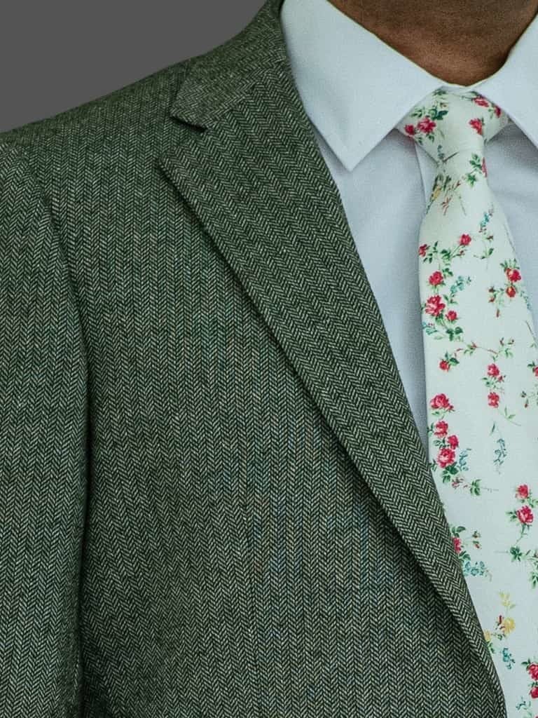 Skopes Jude Sage Green Herringbone Tweed 3 Piece Suit - Suits