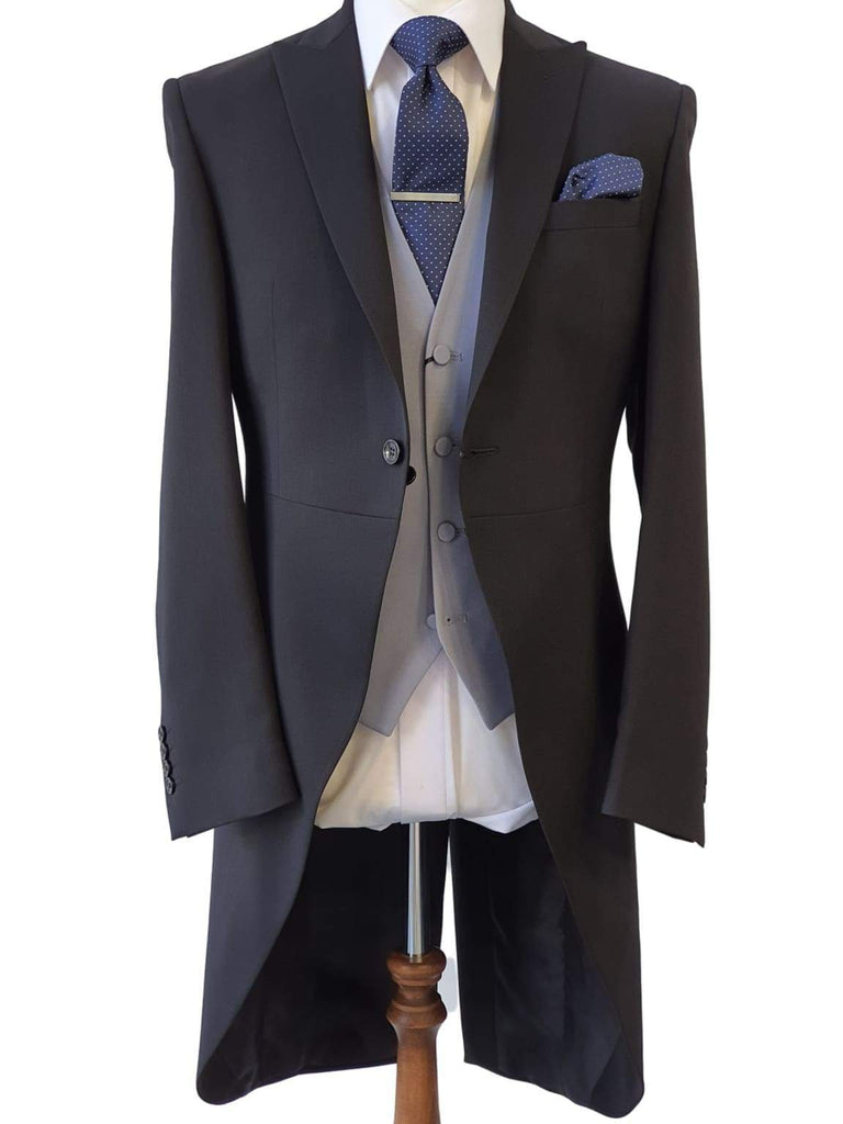 Torre Black Slim Fit Three Piece Morning Suit - Suit & Tailoring