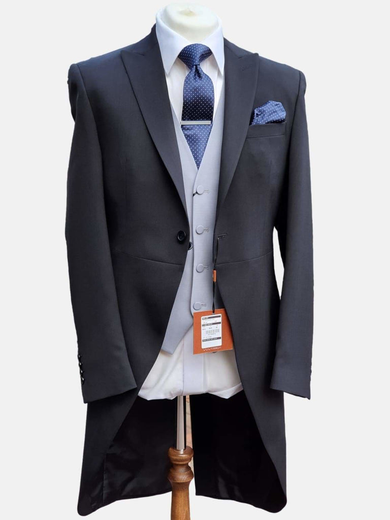 Torre Black Slim Fit Three Piece Morning Suit - Suit & Tailoring