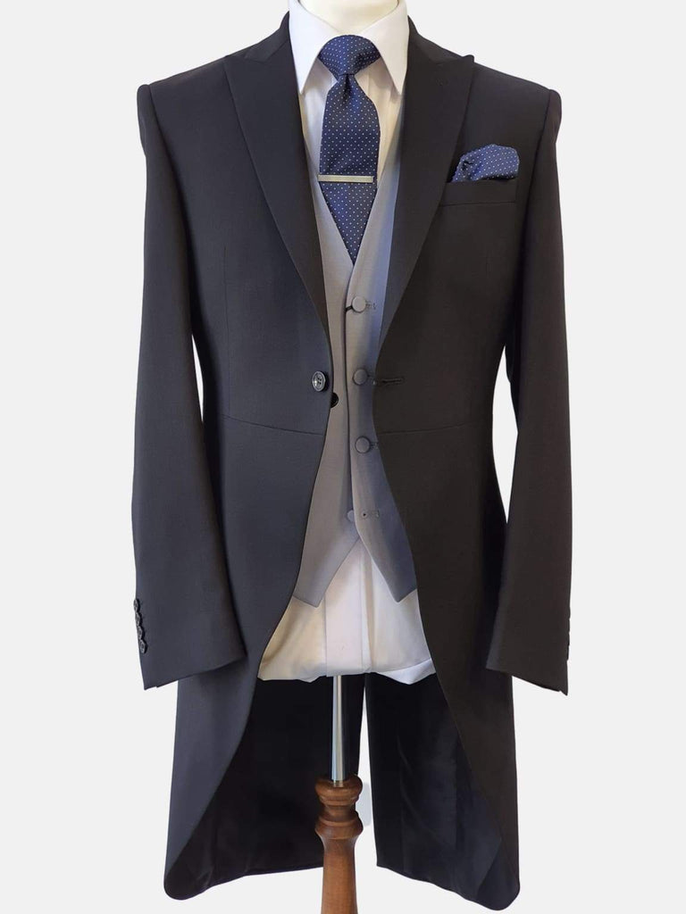 Torre Black Slim Fit Three Piece Morning Suit - Suit & Tailoring