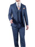 Torre Blue 100% British Wool Herringbone Mens Tweed Suit Jacket - Suit & Tailoring