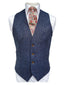 Torre Blue 100% British Wool Herringbone Men's Tweed Waistcoat