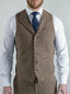 Torre Elton Tweed Men's Brown 100% Donegal Wool Tweed Waistcoat