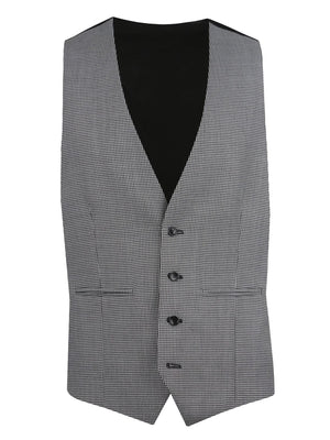 Torre Men’s Classic Dog Tooth Grey Waistcoat - Suit & Tailoring
