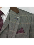 Tweed Brown Suit Connall 3 Piece Slim Fit Check by House of Cavani - Suit & Tailoring