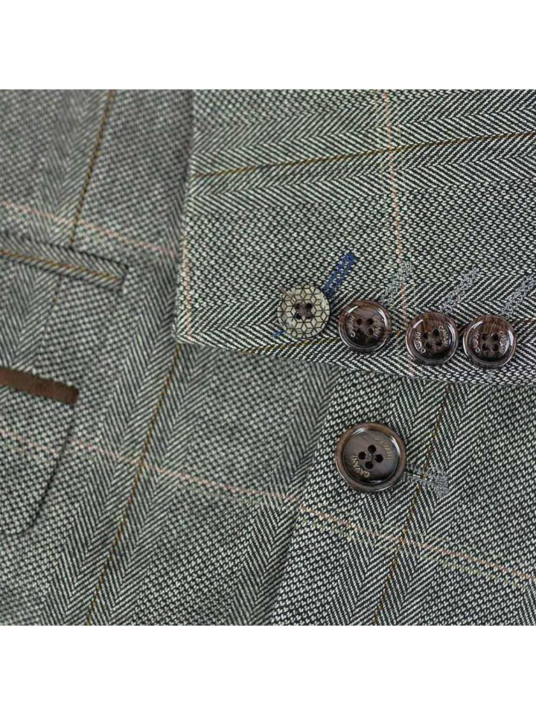 Tweed Brown Suit Connall 3 Piece Slim Fit Check by House of Cavani - Suit & Tailoring