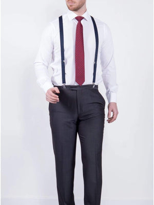 Wedding Special Torre Mohair Tailored Fit Charcoal Suit Trousers - Suit & Tailoring