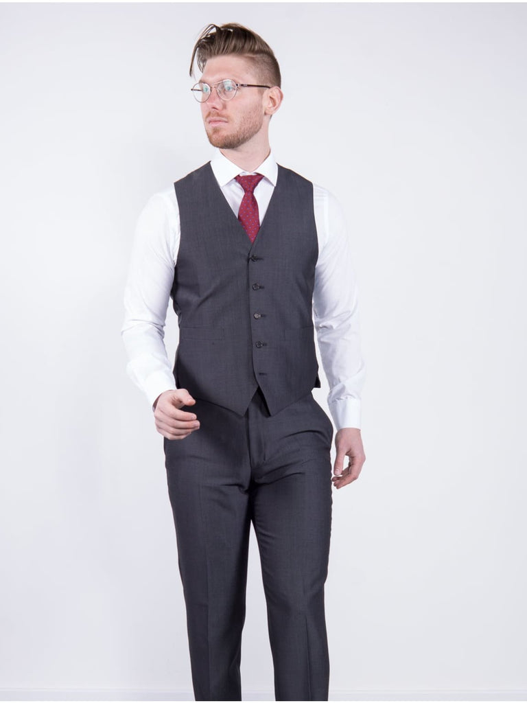 Wedding Special Torre Mohair Tailored Fit Charcoal Suit Waistcoat - Suit & Tailoring