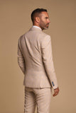 Cavani Caridi Beige Slim Fit Tweed Double Breasted Check Blazer - Jackets