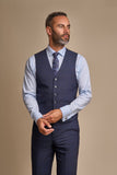 Cavani Caridi Men’s Navy Tweed Waistcoat - 34R Suit & Tailoring