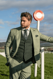 Cavani Caridi Men’s Sage Suit With Olive Waistcoat Tweed Three Piece - & Tailoring