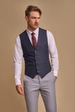 Cavani Caridi Men’s Sky Suit With Navy Waistcoat Tweed Three Piece - & Tailoring
